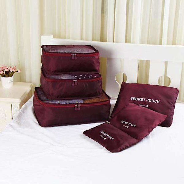 Burgundy 6kpl Lisälaitteet matkalaukkuihin Red one size