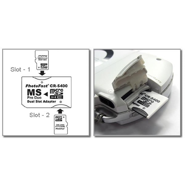 MicroSD - Memory Stick PRO Dual -sovitin White