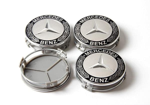MB12 - 75 MM 4-pack Center kattaa Mercedes Benz Silver one size