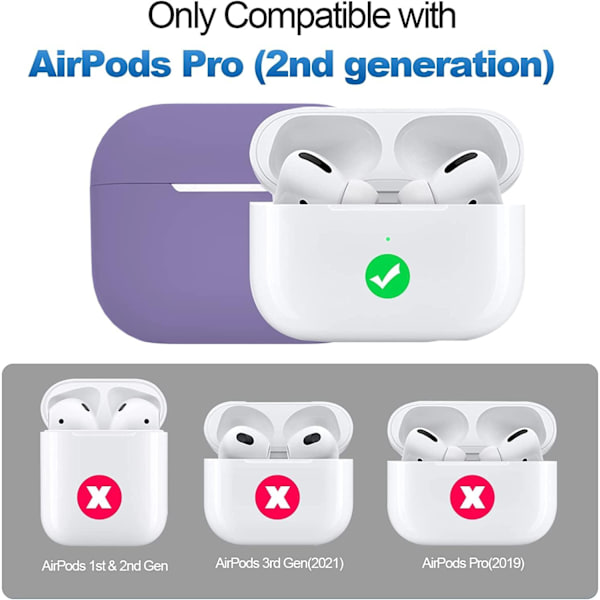 2x Lila Airpods PRO 2 Silikonskal fodral Lila one size