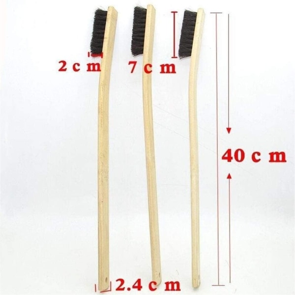 3x bambusbørste for rengjøring av felgemotordeler 40 cm Transparent one size