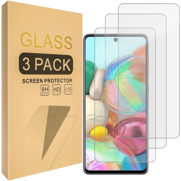 3x Skjermbeskytter i herdet glass til Samsung Galaxy A71/A72 Transparent one size