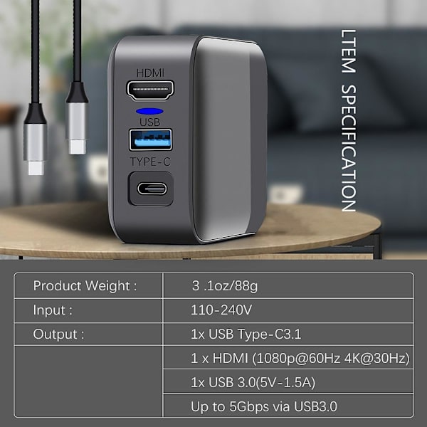 MultiHub Kompatibel med Nintendo Switch 3 i 1 Docksæt EU-version Black