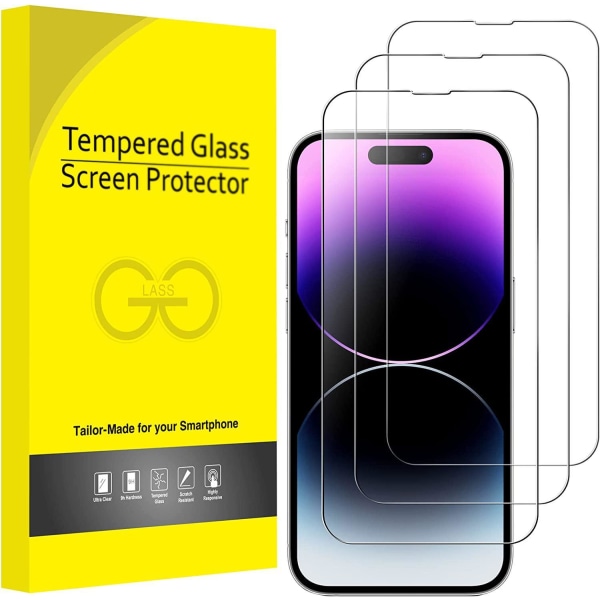 3X hærdet glas beskyttelse iPhone 15 Transparent
