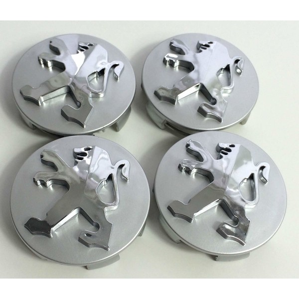 Peg01 - 60MM 4-pakning Center caps Peugeot Silver one size