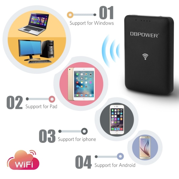 20M WIFI inspeksjonskamera for Android iPhone, Android, Windows Black