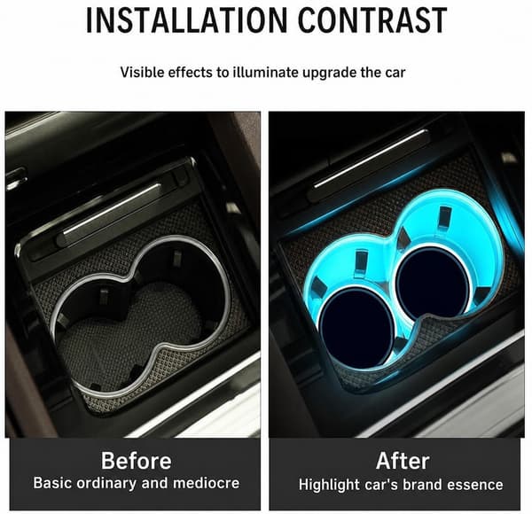 2X Citroen Led bottenplatta till mugghållare Silver one size