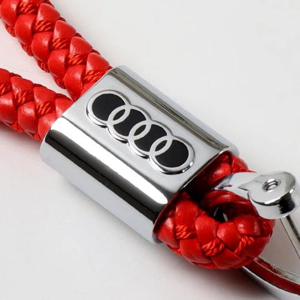 Rød Audi Nøkkelring i flettet skinn Red one size