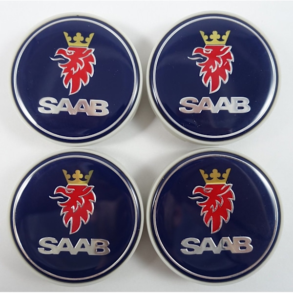 Saab02 - 63MM 4-pack Centrumkåpor Saab Silver one size