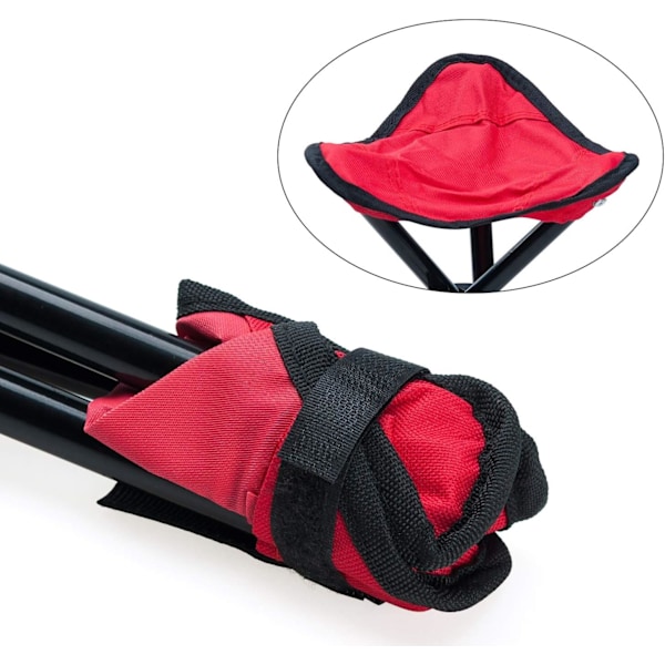 Udendørs Tripod Skammel Bærbar Foldbar Lille Tripod Canvas Stol til Vandreture, Camping, Fiskeri, Picnic (Rød)