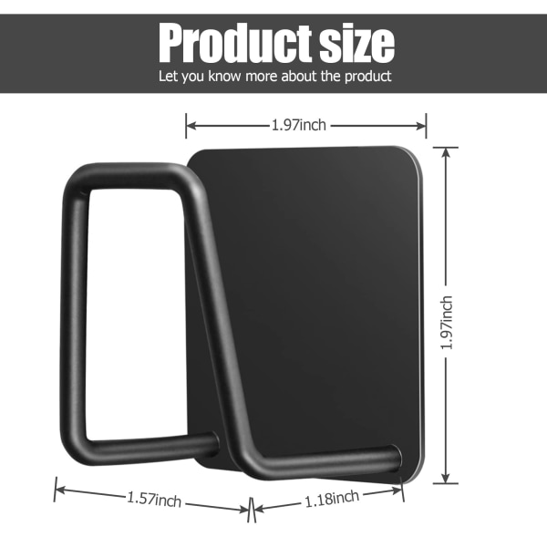 Svamphållare 2 förpackningar svart 304 rostfritt stål 2,5 lbs Kapacitet