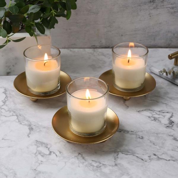 Golden Iron Plate Candle Holder Set of 3