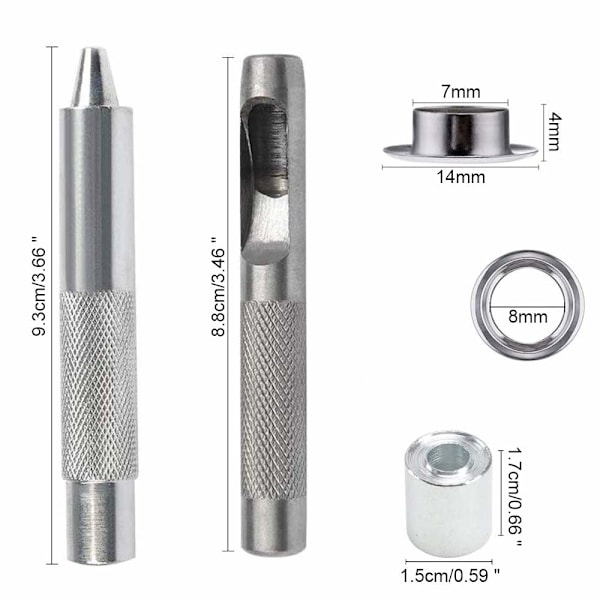 Grommet Kit Öglor Verktyg för Canvas Presenning Tält Reparation (8MM)