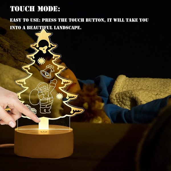 USB-driven 3D-skrivbordslampa med lysande LED-julgran (julgran)