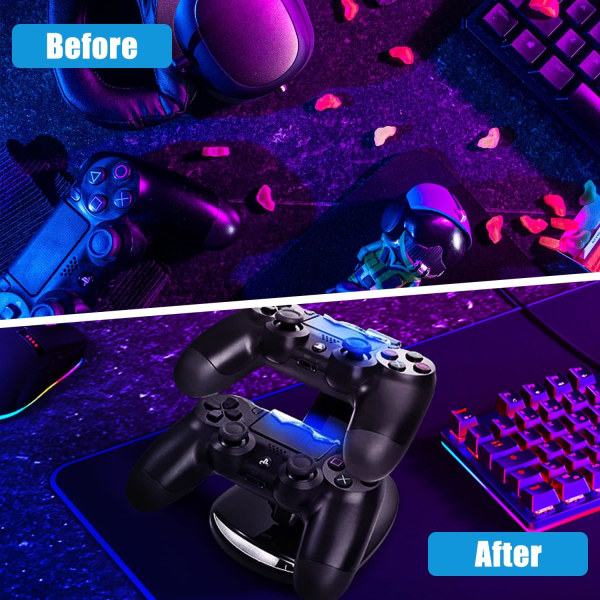 Kontrollerlader Kompatibel med PS4, ZB ZealBoom Playstation 4 Spill Dualshock 4 Dokk Lader Stativ Holder for PS4, PS4 Slim, PS4 Pro Kontroller
