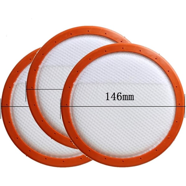 Runt Tvättbart Bomullsfilter för Dammsugare Midea C3-L148B C3-L143B VC14A1-VC 146mm HEPA Filterelement 3st