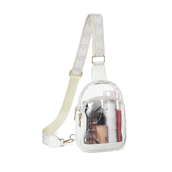 Kirkas Sling Bag, Stadionhyväksytty Kirkas Vyölaukku, Crossbody-laukku Naisille, Kestävä Kirkas Rintalaukku Säädettävällä Hihnalla Black