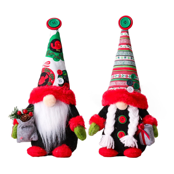 Julenisserpynt, 2PC Håndlaget Gnomes Plysjdukke