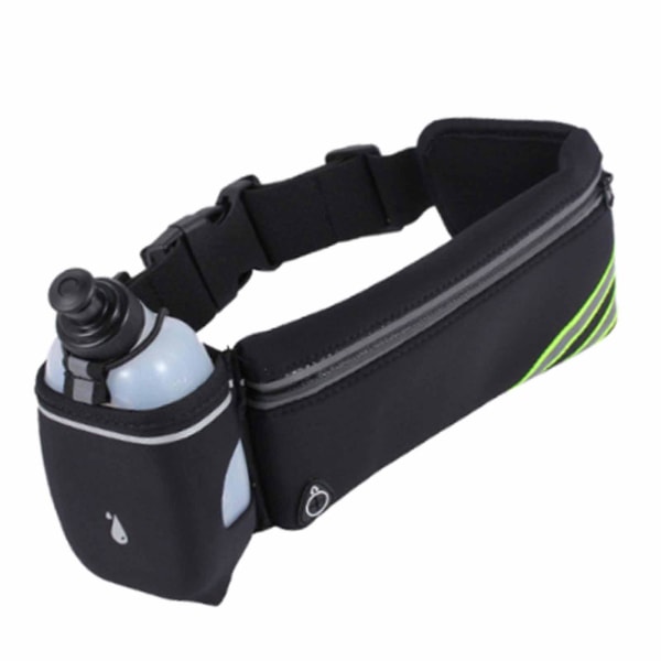 Waterproof Adjustable Elastic Waist Running Belt with Water Bottle - Black