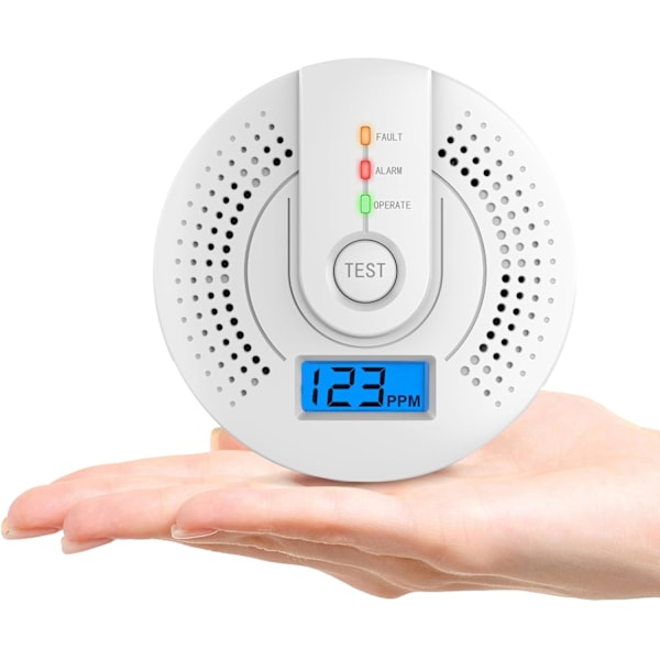 Kolmonoxid Detektor, Kolmonoxid Alarm, CO Detektor Med LED-display (AA Batteri INGÅR EJ)
