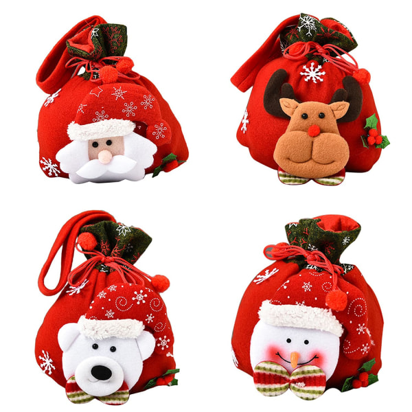 4 Pieces Christmas Drawstring Gift Bags