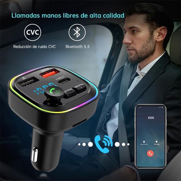 Bluetooth 5.3 FM-lähetin, handsfree-autoadapteri, QC3.0-pikalataus, langaton Bluetooth MP3-soitin, tukee puheluita.