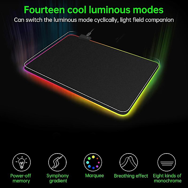 GMS-X5 RGB-spelmusmatta med LED-ljus