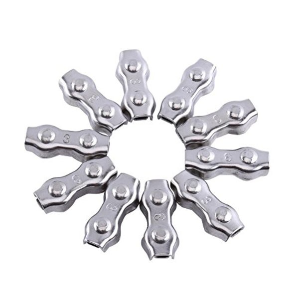 10 st M3 Duplex Clips Wire Rope Clips Rostfritt Stål Duplex Clamp 2-Post Wire Rope Clip Kabelklämma Segelklämma