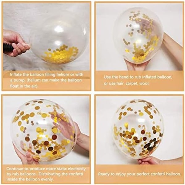 Kultainen konfettiilmapallo, 50 kpl 12 tuuman lateksijuhlapalloja