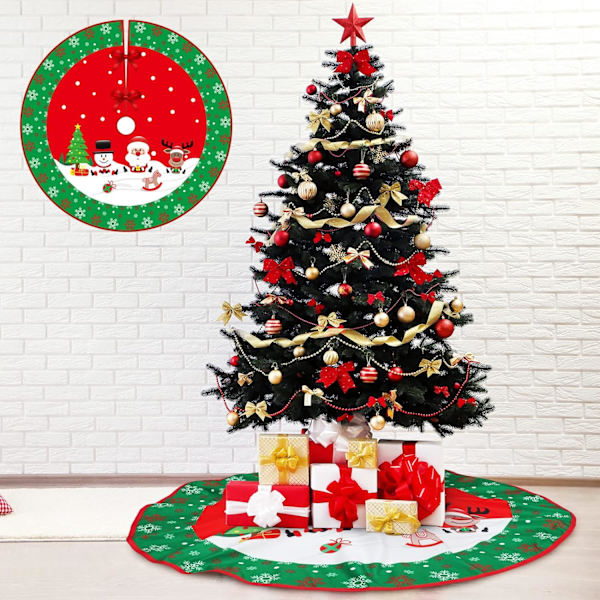 Julgransmatta, 90cm Julgrans Topp, Julgransdekoration, God Jul Gransmatta för Jul, Röd