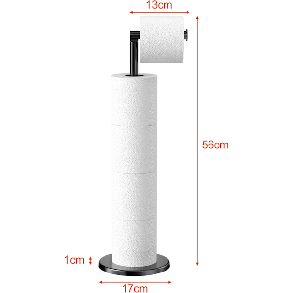 Fritstående Toiletpapirholder, Rustfrit Stål Toiletpapir Dispenser, Toilet Rulleholder Stativ med Tung Base, Anti-Rust Toilet Rulleholder