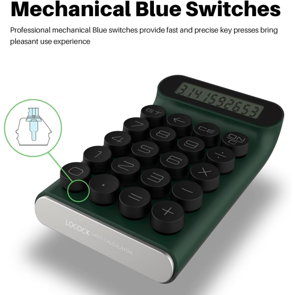 Miniräknare med mekaniska switchar, handhållen för vardagligt och grundläggande kontorsbruk, 10-siffrig stor LCD-display