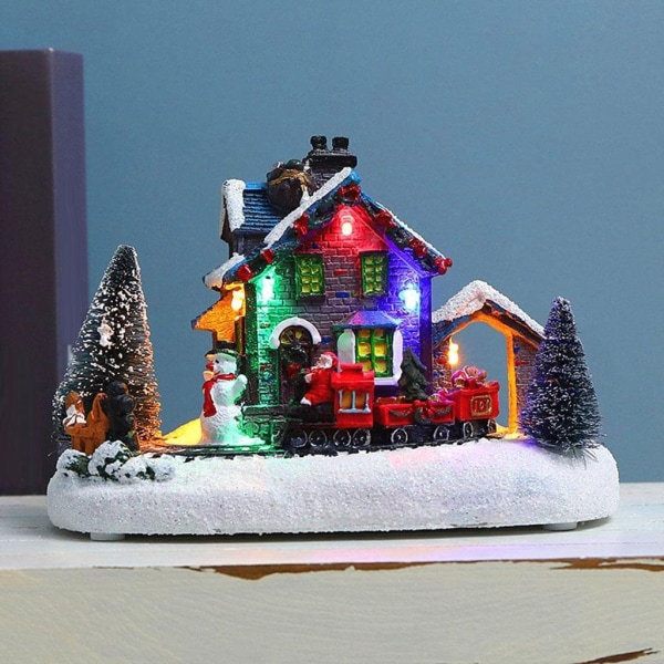 Miniatyyri LED joulutalon kylän lumikeskukset