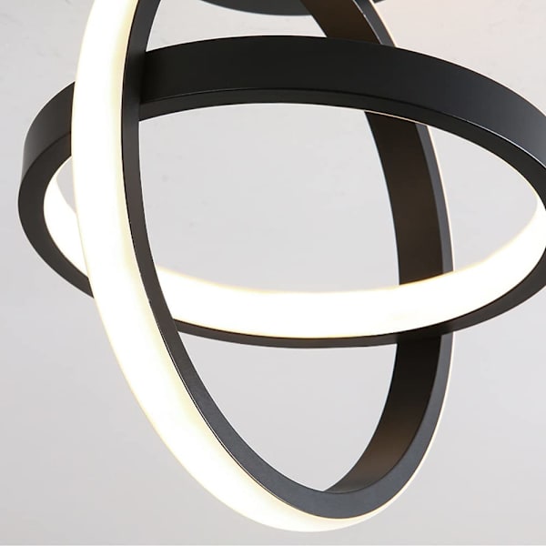 Svart taklampe 2 sirkler moderne 21W (varmt lys)