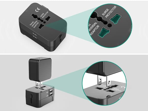 Reiseadapter-Adapterkontakt - USA- EU Australia 2x USB