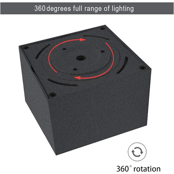 10W LED-takspotlightlampe Justerbar 10x10x7cm (Svart-3000K)