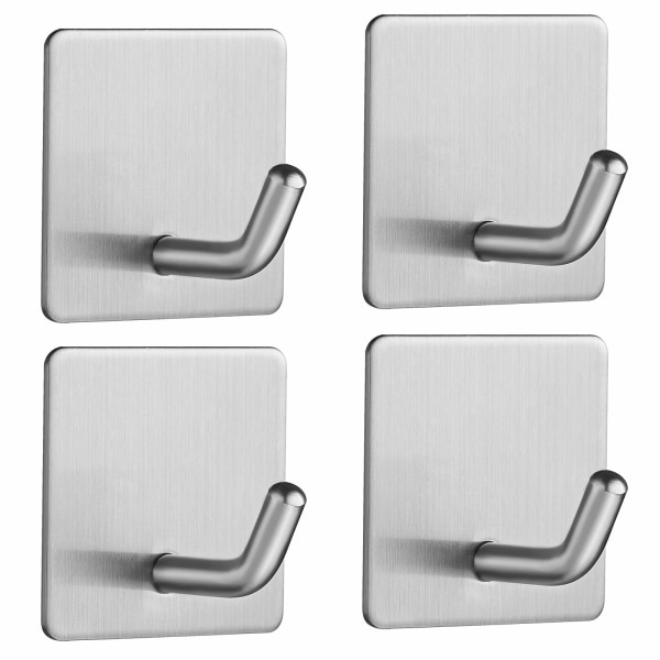 Självhäftande krokar i rostfritt stål, 4-pack