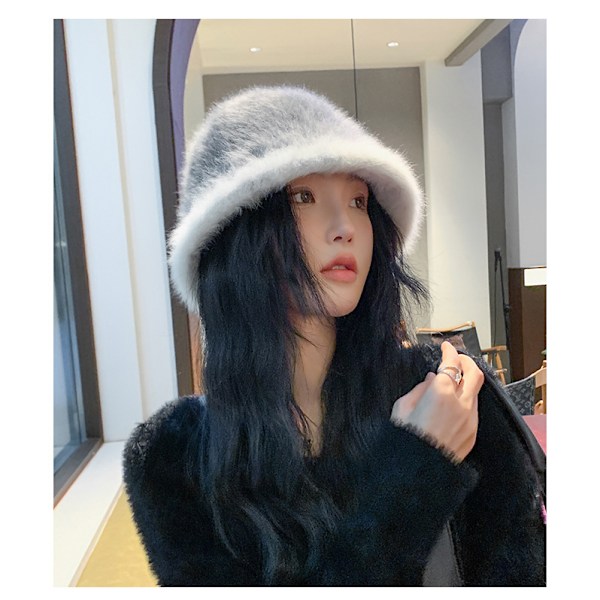 Dame Vinter Blød Faux Pels Fluffy Beanie Hue Bredskygget Fiskerhat Varm Vinter Pels Hue til Piger Dark Grey