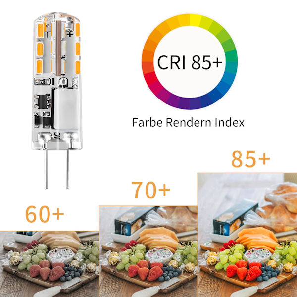 G4 LED-lamput 12V Lämmin valkoinen 3000K 120LM, 2W Ei himmennettävä（5 kpl）