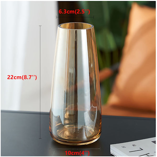 Modern glasvas kristall brun vas transparent blomsterarrangemang vattenstöd enkel skrivbord liten