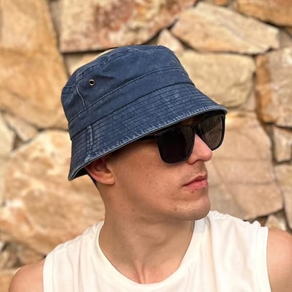 Trendy Spandauhat i Denim-Vasket Bomuld til Kvinder og Mænd - Sommerstrandhat