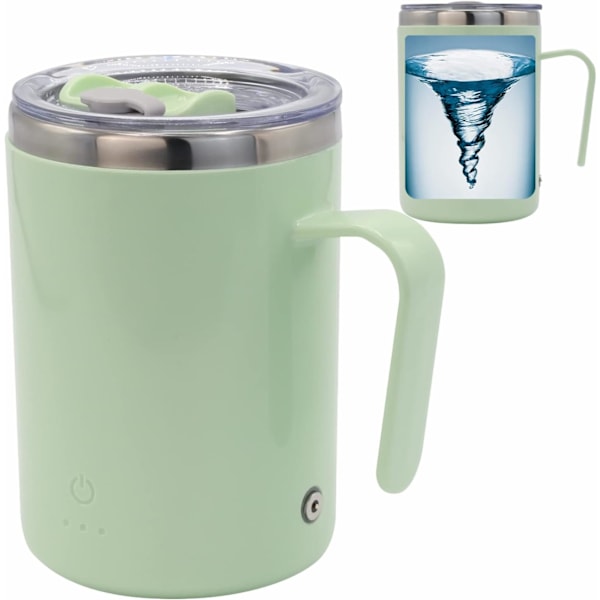 Genopladelig Selvrørende Kop - Magnetisk Adsorptionsopladning | Elektrisk Selvrørende Rustfri Stålkop 400ml/13.5oz (Grøn)