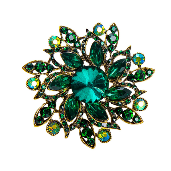 Vintage , österrikisk kristall, elegant blombrosch för kvinnor (grön)
