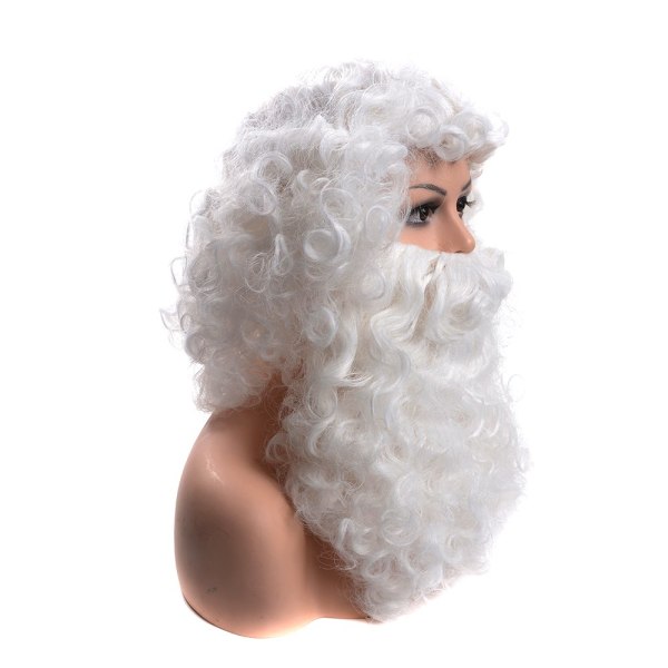 Joulupukin parta Joulupukin parta, Natural Luxury täys- ja monikerroksinen joulupukin peruukki, erittäin pullea ja kaunis valkoinen joulupukin peruukki ja set
