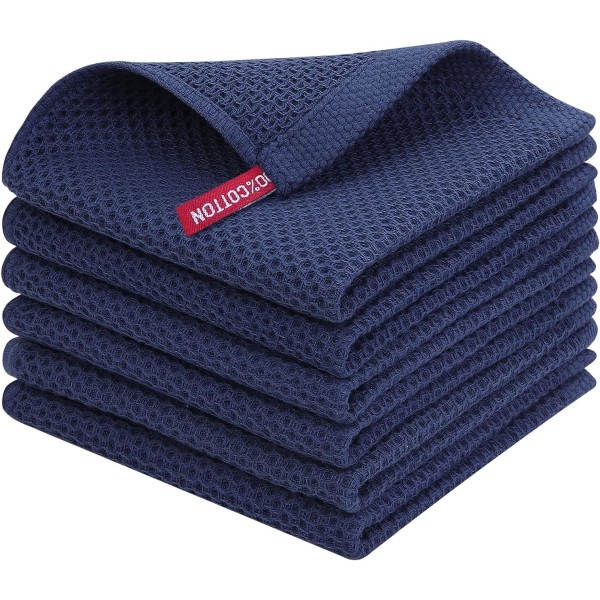 Tehåndklæder 100% bomuld, sæt af 6, 30 x 30 cm, bløde tehåndklæder, køkkenhåndklæder, absorberende køkkenhåndklæder, tykt premium tehåndklæde