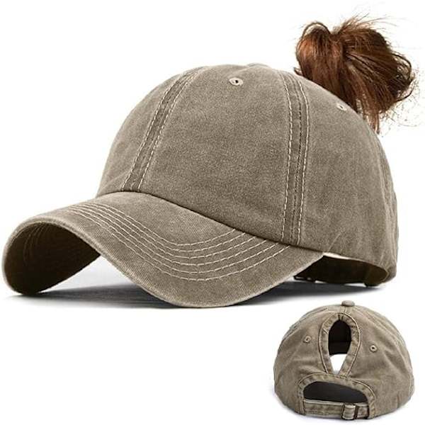 Kvindes Ponytail Baseball Kasketter Mode Ensfarvet Kasket Retro Unisex Visirer Slibkant Gør Gammel Hat