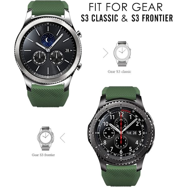 Band kompatibel med Samsung Galaxy Watch 3 45mm/Gear S3 Frontier/Classic/Galaxy Watch 46mm/Huawei Watch Gt2 Pro/gt 46mm/gt2 46mm/Ticwatch Pro 3, Sili