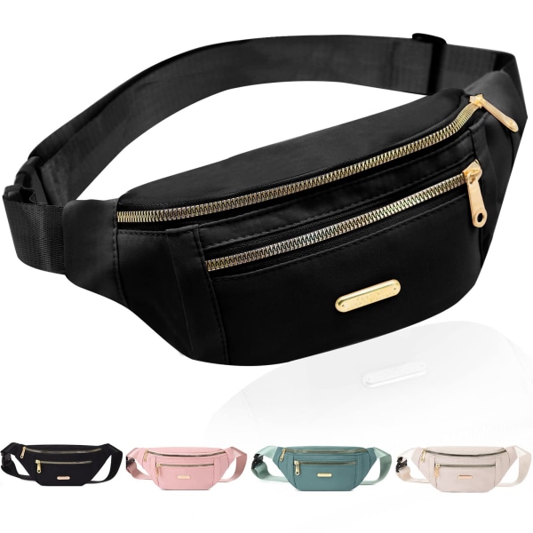 Fashionable Waist Bag Travel  Bag with 3 Zipper Pockets(Black)