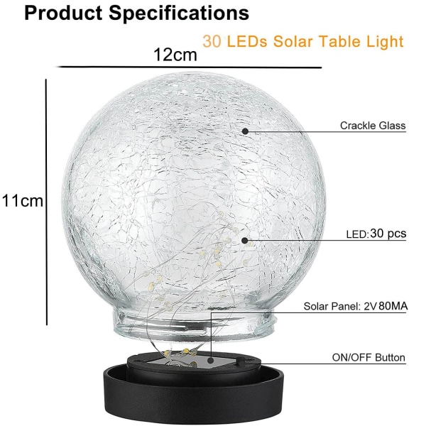 2 Pakke LED Jul Sprekke Ball Solar Lys