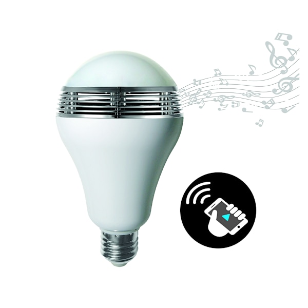 RGB LED -lamppu kaiuttimella E27, 12 W, valkoinen, 14 x 8 x 8 cm